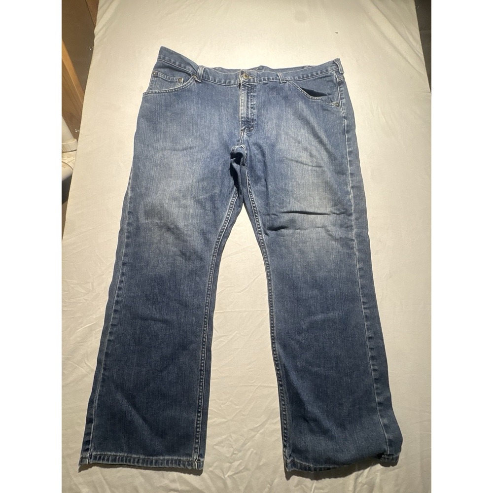Lee Mens Dungaree Carpenter Jeans 42x32 Relaxed Fit Light Wash Cotton Boot Cut